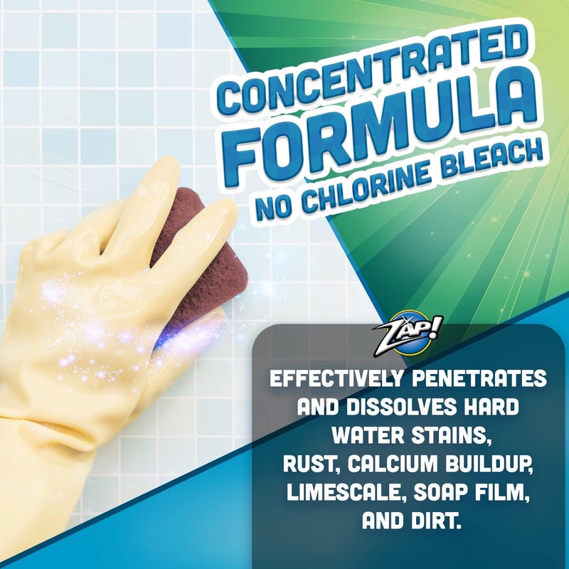 Megabrite ZAP! Professional Tile & Grout Restorer | Cleans & Restores Porcelain, Fiberglass, Tile, & Grout Surfaces | Rust & Hard Water Remover | Kitchens & Bathroom Porcelain Sinks, Toilets, & Tubs - Image 5